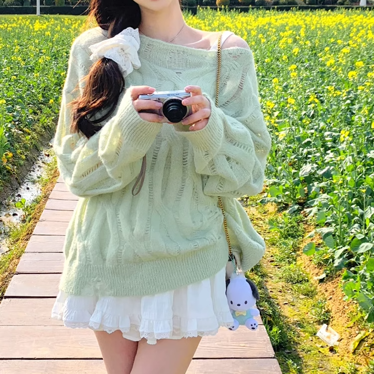 Lazy Style Openwork Knit Sweater