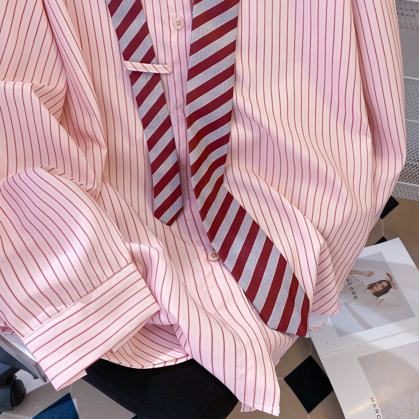 Pink Striped Tie Shirt