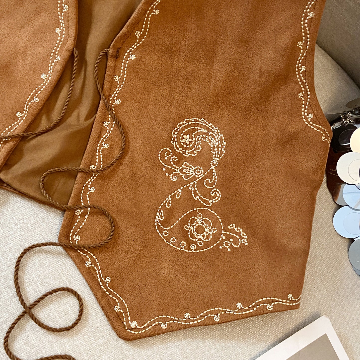 Ethnic Style Lace-Up Vest