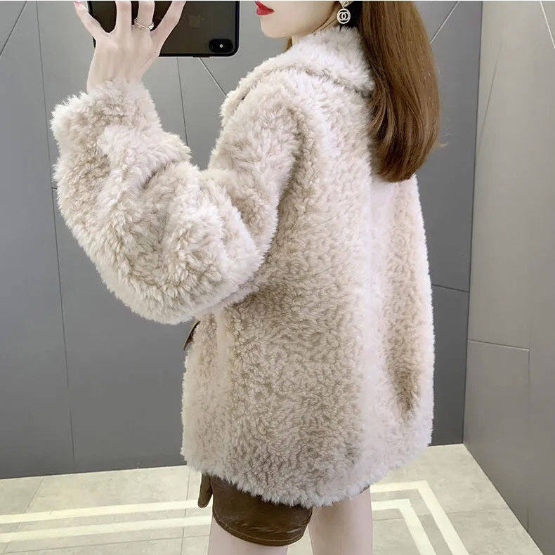 Fashionable Faux Lamb Wool Coat