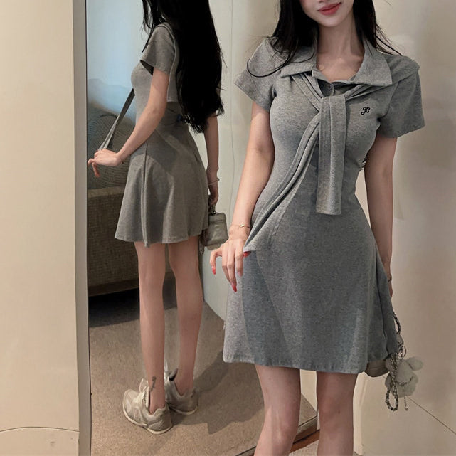Casual And Stylish Shawl-Style Tie Dress