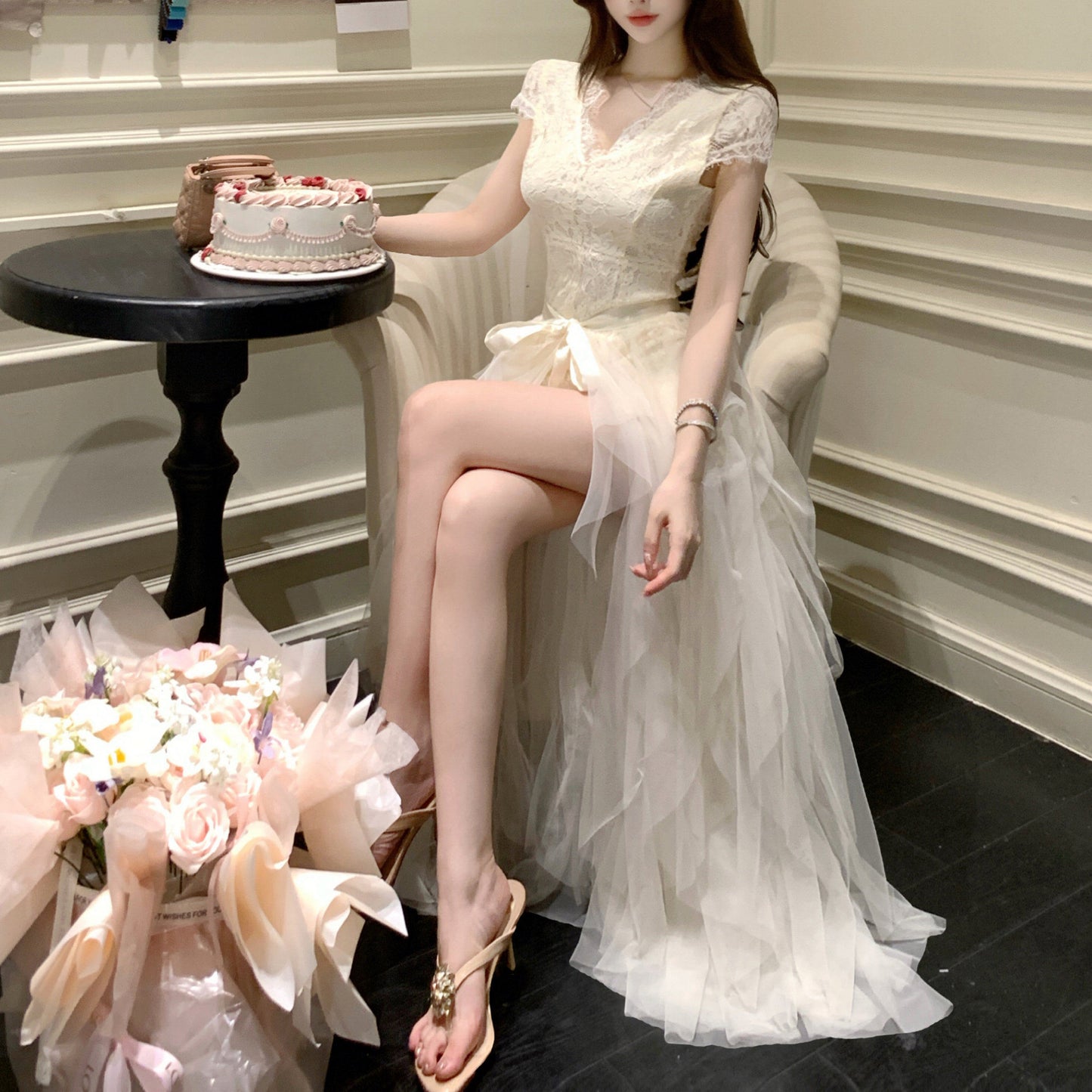 Sexy Princess-Style Lace-Up Evening Dress