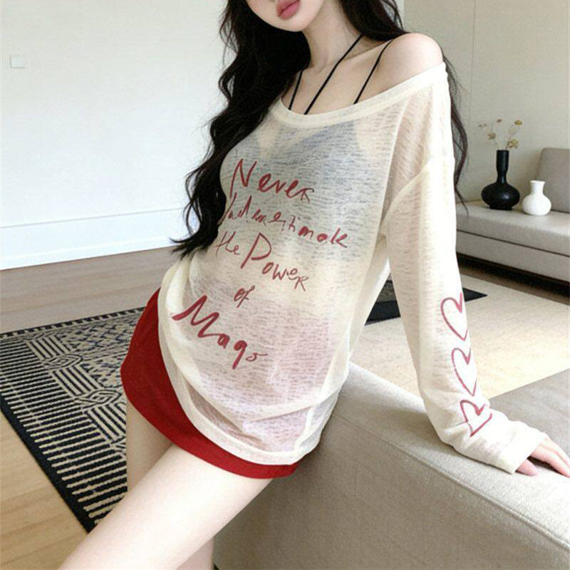 Lazy-Style Long-Sleeve Printed Sun Protection T-Shirt