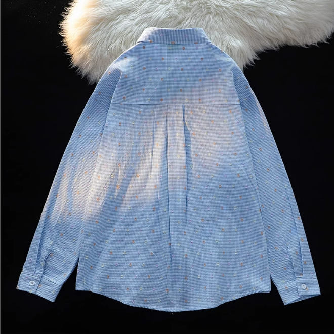 Cute Dachshund Embroidered Long-Sleeved Shirt