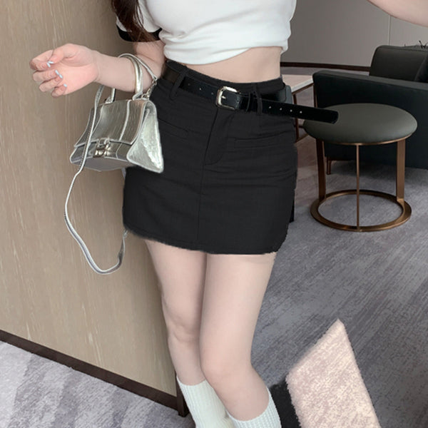 Polo Collar T-Shirt High Waist Skirt Set
