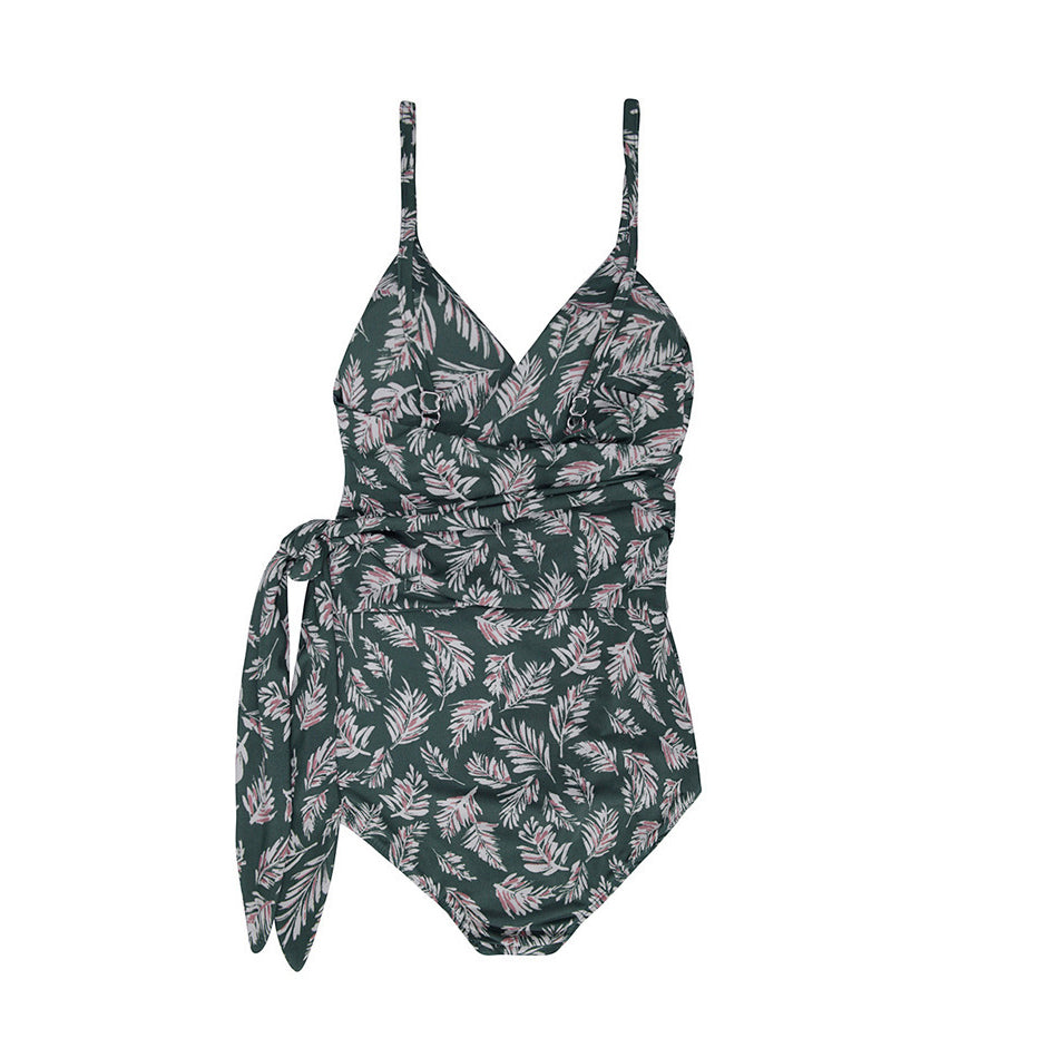 One-Piece Swimwear Floral Conservative Small Chest Swimsuit