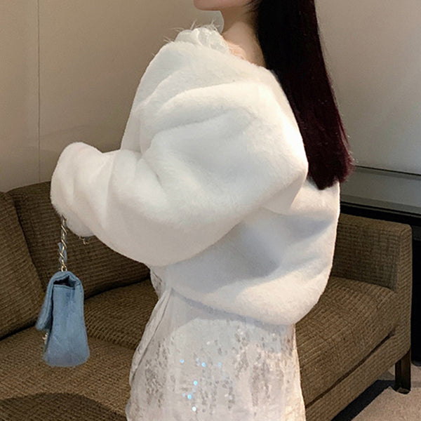 Faux Fur Eco-Friendly Plush Top Cropped Coat