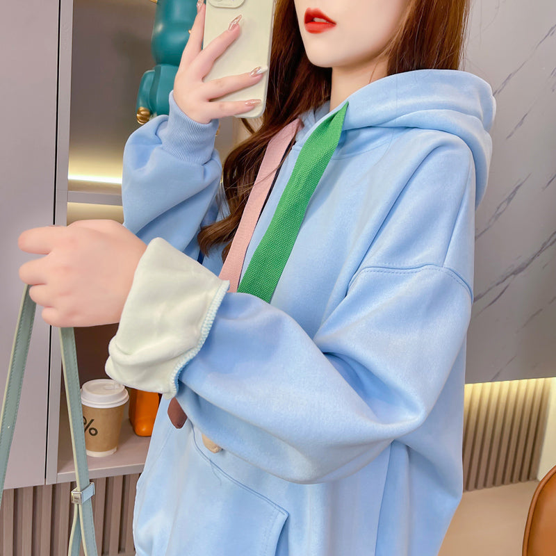 Cotton Compound Silver Fox Velvet Back Collar Plus Size Plus Velvet Thick Sweatshirt