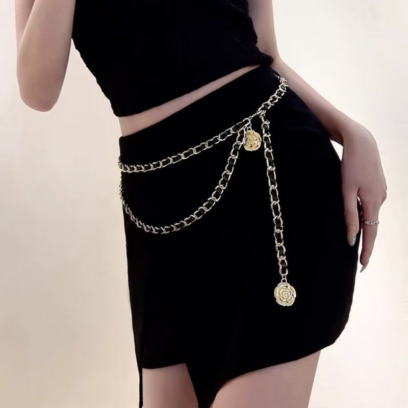 Metal Flower Braided Fashion Waist Chain
