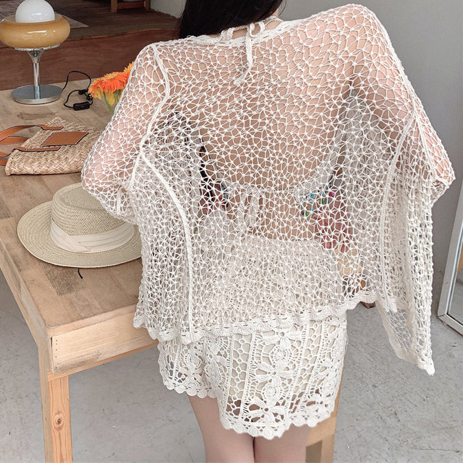 Halter Tube Top Cutout Coat Shorts Swimsuit Set