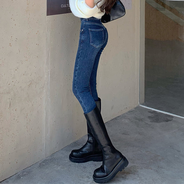 High Waist Stretch Skinny Blue Skinny Jeans