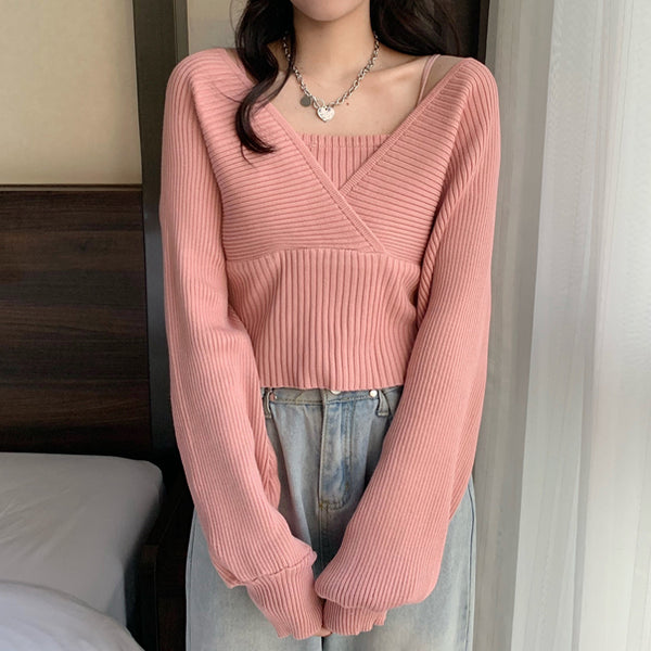 Knitted Top Outside Long-Sleeved Sweater