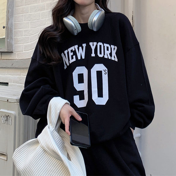 Black Long Sleeve Letter Top Track Pants Set