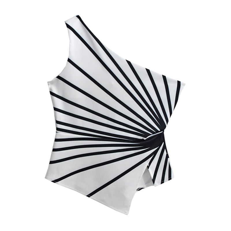 Irregular Line Summer One-Shoulder Sleeveless Top