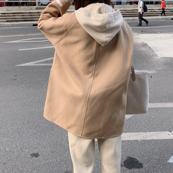 Solid Color Double-Breasted Woolen Winter Coat