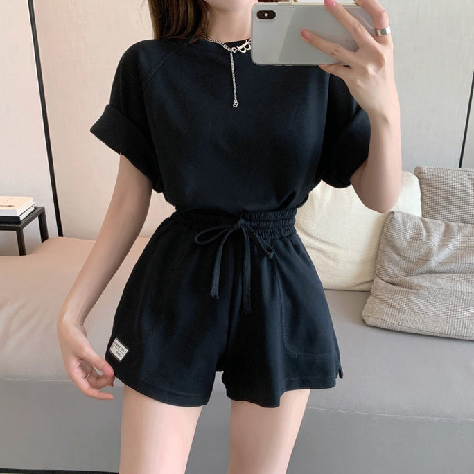 Sportswear Short Sleeve T-Shirt Top Drawstring Shorts