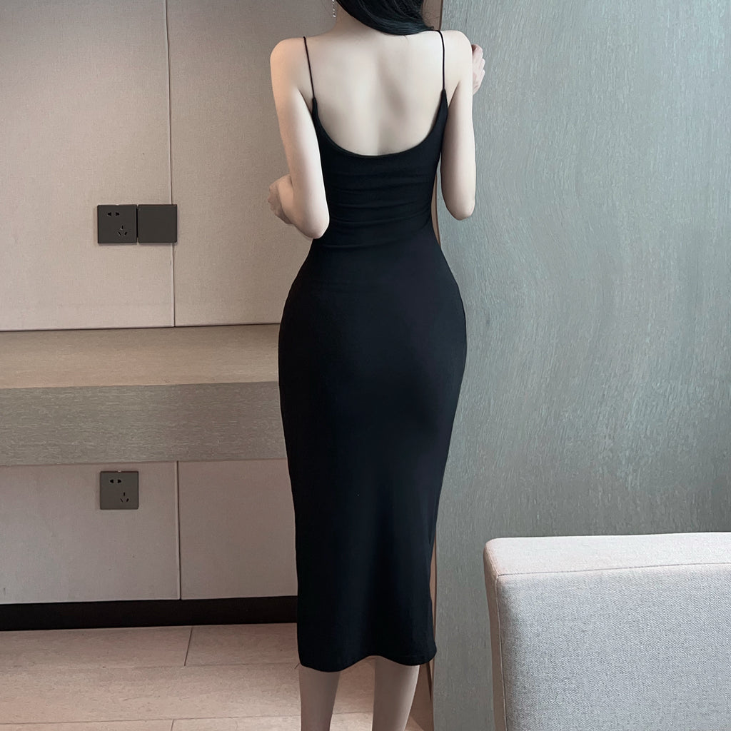 Strapless Open Back Slit Sexy Long Cami Sundresses