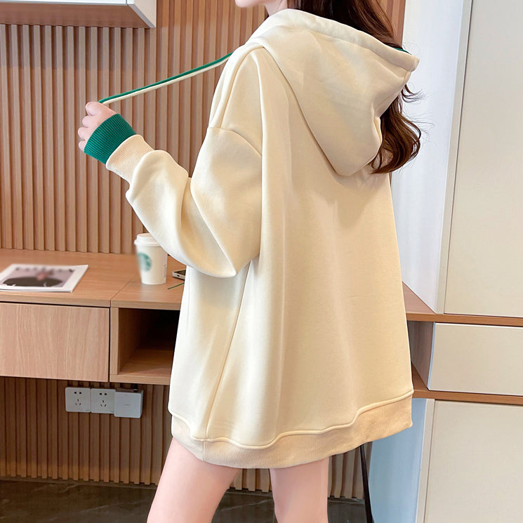 Pocket Bear Loose Hooded Long Sleeve Sweatshirt