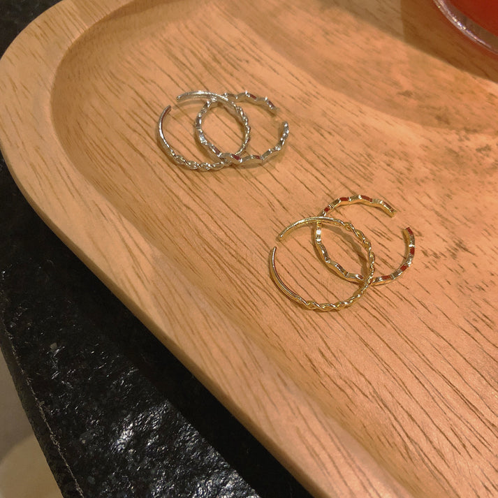 Plain Circle Stacked Twist Index Finger Open Ring