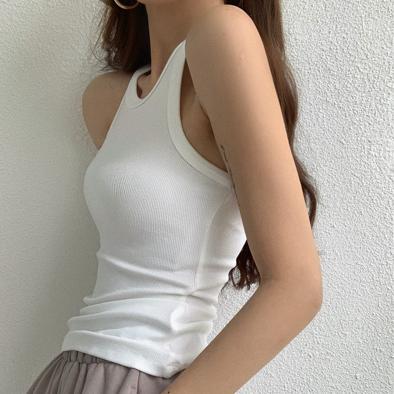 Vest Sling Cropped Solid Color Short Top