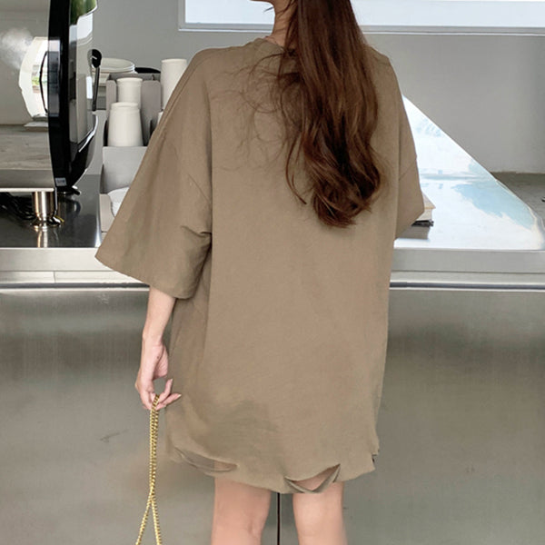 Ripped Loose Printed Short Sleeve T-Shirt