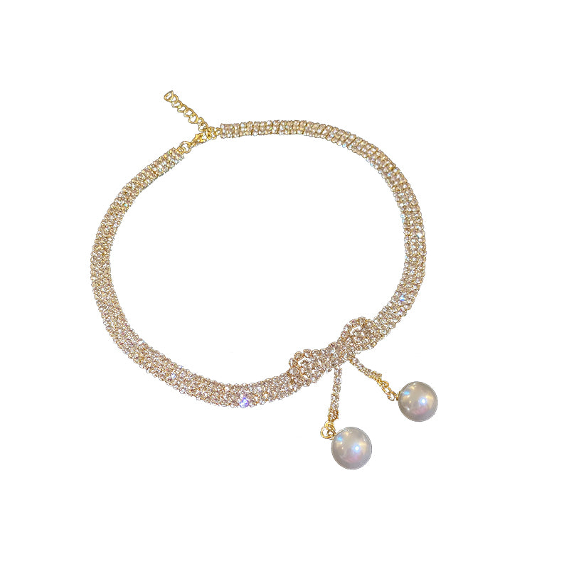 Bow Knot Pearl Clavicle Chain Necklace Accessories