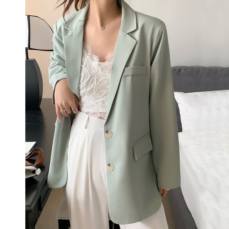 Long Sleeve Single Breasted Pocket Blazer Top