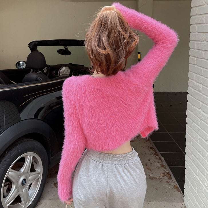 Trendy Mink Plush Coat Temperament Sweater Cardigan