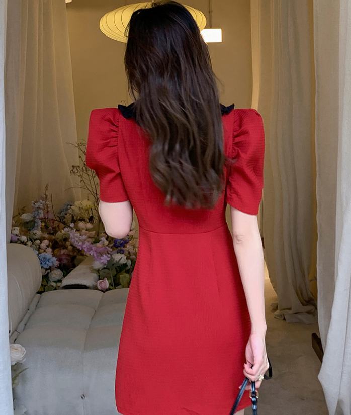Polo Beautiful Waist Retro Red Dress
