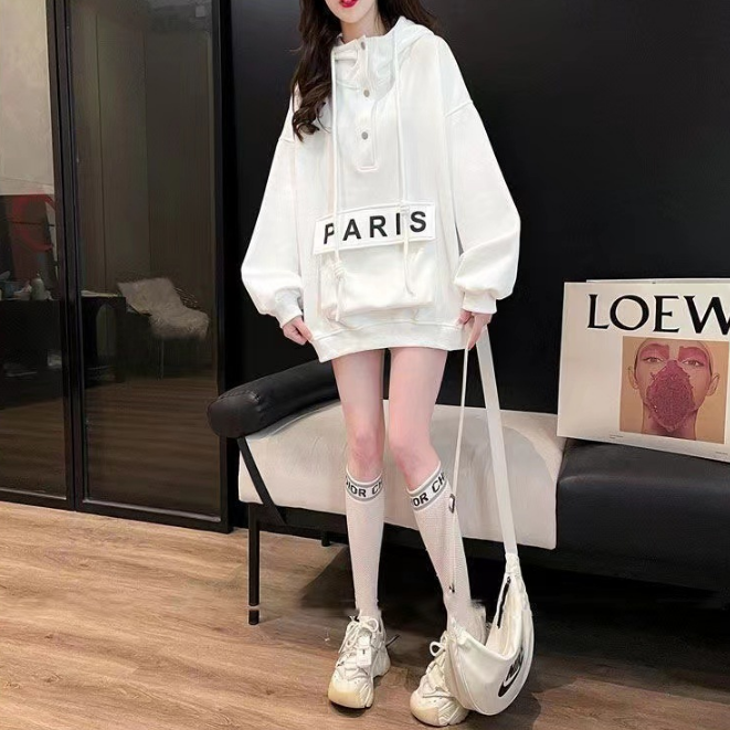 Solid Color Lazy Style Hooded Sweater