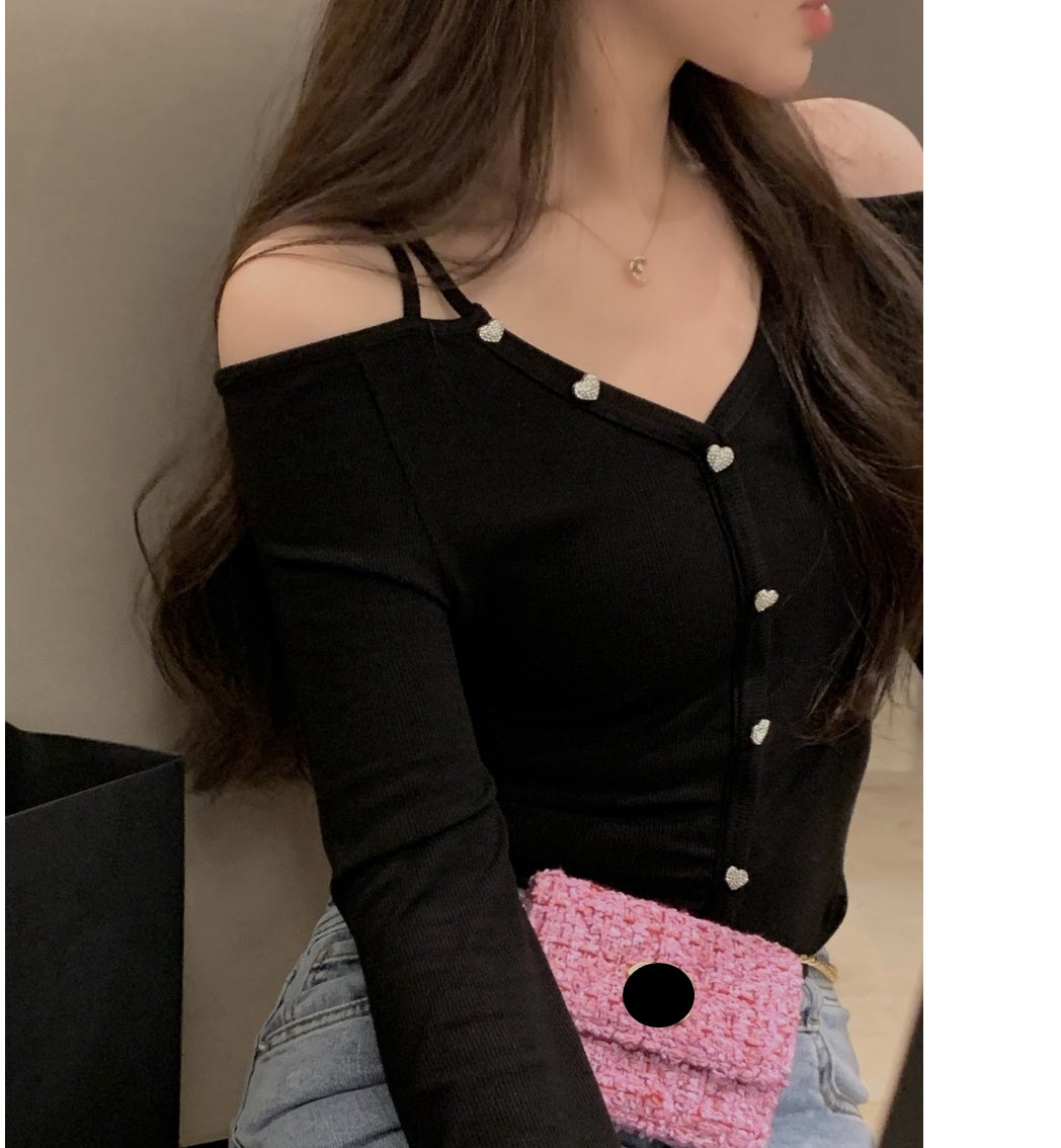 Halter Knit Off-Shoulder Cropped Sweater Top
