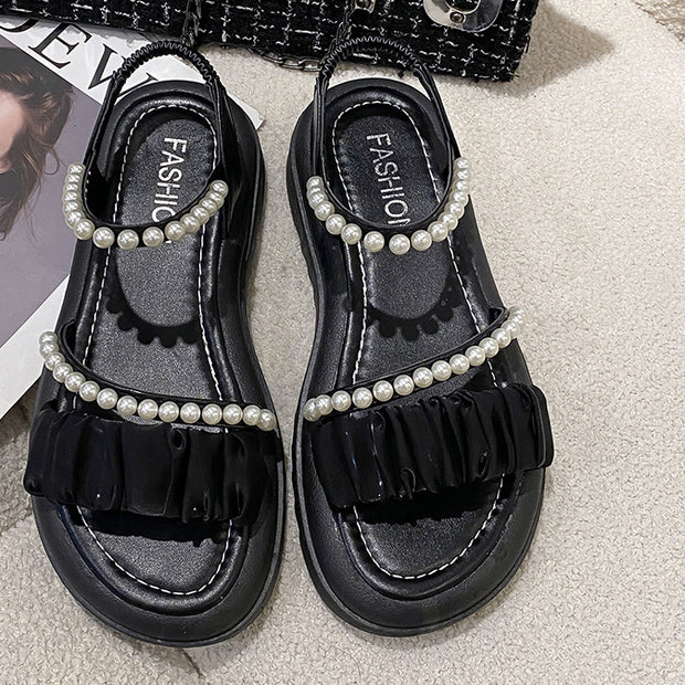 Platform sandals flat open toe beach shoes