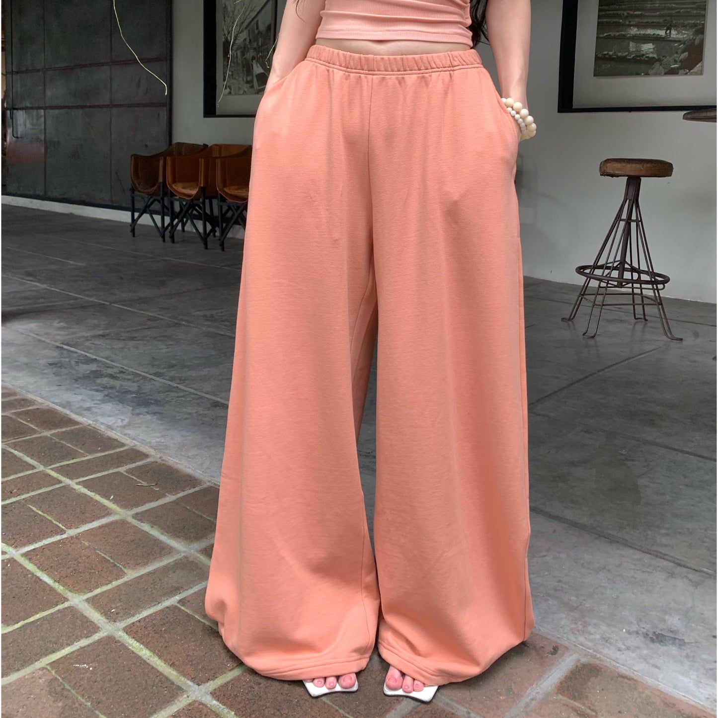 Sexy V-Neck Tank Top And Loose Trousers Set