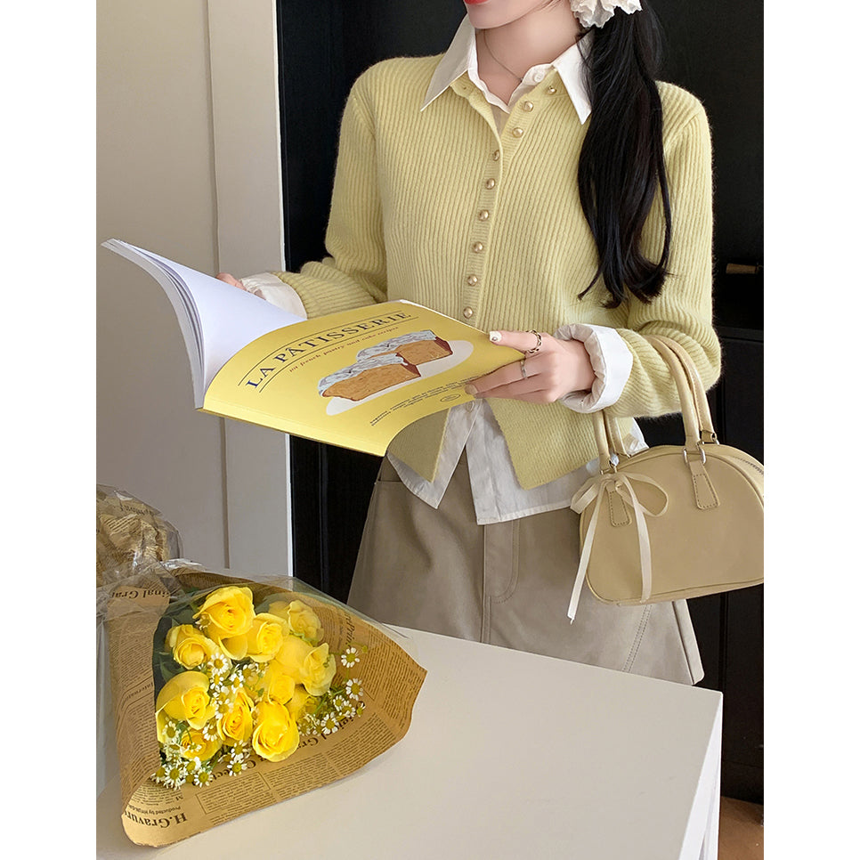 Metal Button Knitted Cardigan Jacket