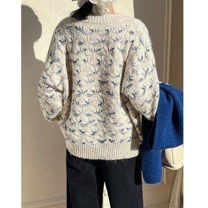 Sweet Loose Contrast Color Sweater