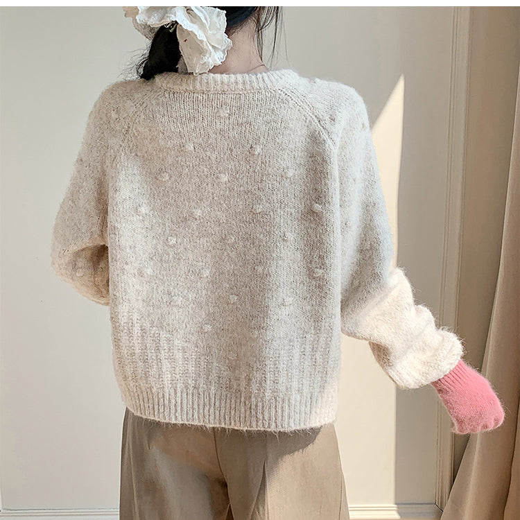 Embroidered 3D Flower Knit Sweater Jacket