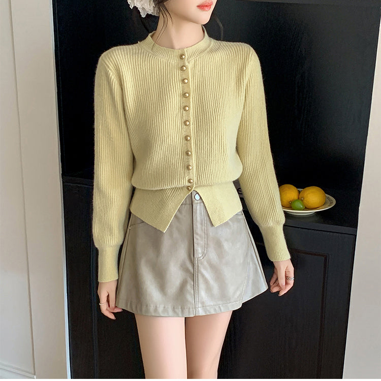 Metal Button Knitted Cardigan Jacket