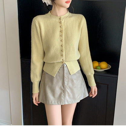 Metal Button Knitted Cardigan Jacket