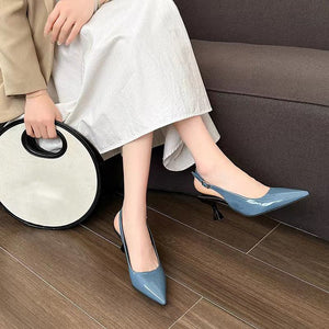 Pointed Toe Smooth Upper Heel Sandals