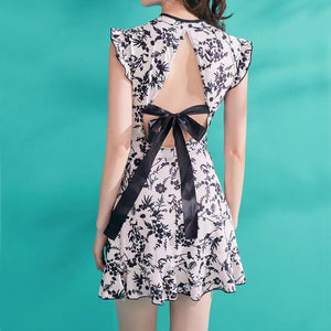 70% Cut-Out Floral Open-Back Tie-Up Swimsuit