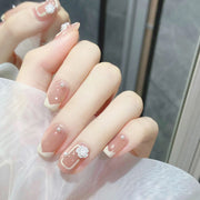 White edge camellia pearl nail set