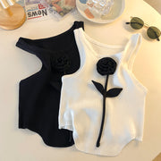 Rose slim fit sleeveless ice silk knit tank top