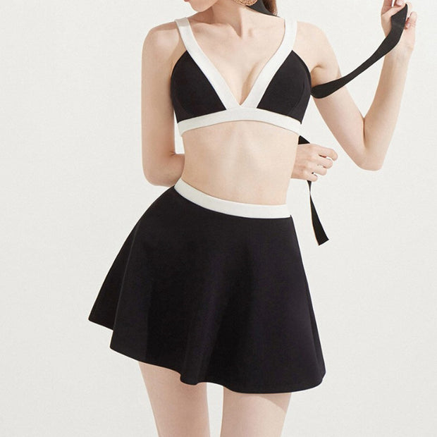 Color block sexy bikini three-piece set