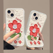 Oil painting rabbit flower stand iphone case
