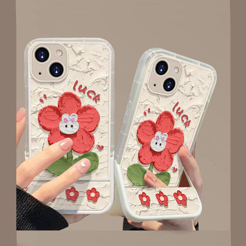 Oil Painting Rabbit Flower Stand Iphone Case