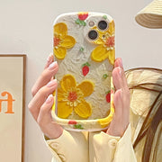 Yellow flower oil painting stand iphone case