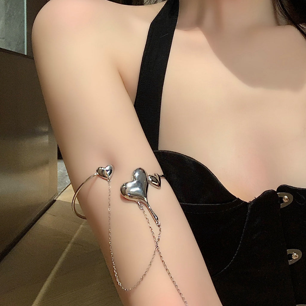 Metal Heart Tassel Arm Bracelet