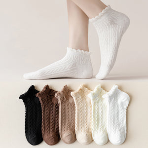 Fungus-Trimmed Textured Cotton Socks