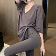 Loose t-shirt top tight elastic pants set