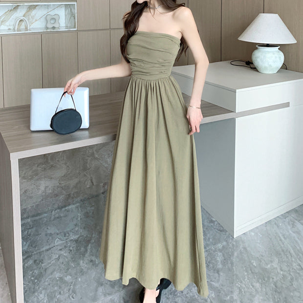 Modal slim waist long tube top dress